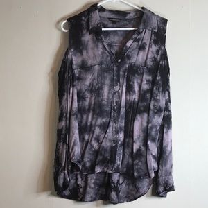 Rock &Republic Purple tie dye cold shoulder blouse
